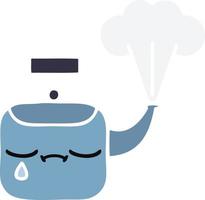 flat color retro cartoon steaming kettle vector