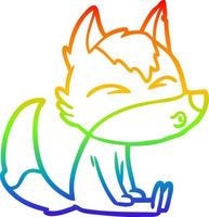 rainbow gradient line drawing cartoon wolf whistling vector