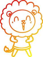 warm gradient line drawing laughing lion cartoon vector