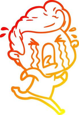 warm gradient line drawing cartoon crying man