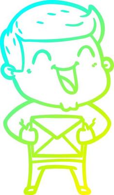 cold gradient line drawing cartoon man laughing