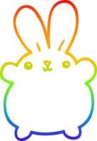 rainbow gradient line drawing cute cartoon rabbit vector