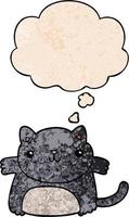 cartoon cat and thought bubble in grunge texture pattern style vector