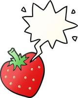 cartoon strawberry and speech bubble in smooth gradient style vector