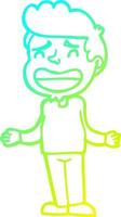 cold gradient line drawing cartoon boy shrugging vector