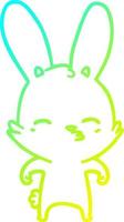 cold gradient line drawing curious bunny cartoon vector