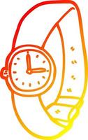 reloj de pulsera de dibujos animados de dibujo de línea de degradado cálido vector