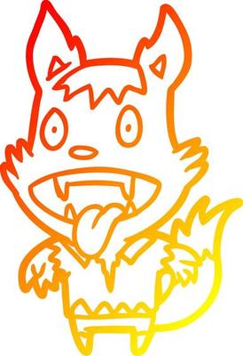 warm gradient line drawing halloween werewolf