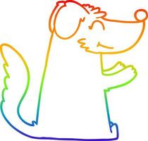 rainbow gradient line drawing happy cartoon dog vector