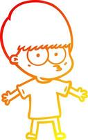 warm gradient line drawing nervous cartoon boy vector