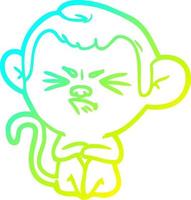 cold gradient line drawing cartoon annoyed monkey vector