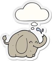 cartoon elephant and thought bubble as a printed sticker vector