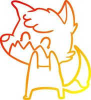 warm gradient line drawing cartoon friendly fox vector