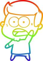 rainbow gradient line drawing cartoon shocked man vector