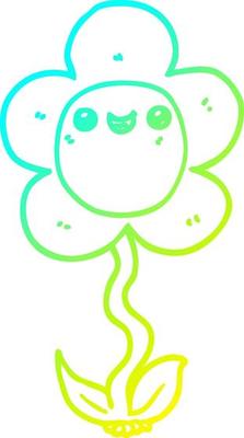 cold gradient line drawing cartoon flower