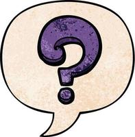 cartoon question mark and speech bubble in retro texture style vector