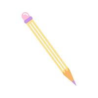 Simple pencil with eraser, vector flat illustration on white background