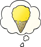 cartoon ice cream and thought bubble in smooth gradient style vector