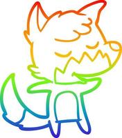 rainbow gradient line drawing friendly cartoon fox vector