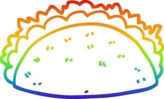 dibujo de línea de degradado de arco iris taco de dibujos animados vector