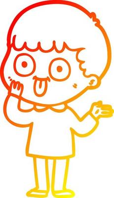 warm gradient line drawing cartoon man staring