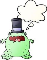 cartoon toad wearing top hat and thought bubble in smooth gradient style vector