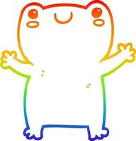 rainbow gradient line drawing cute cartoon frog vector