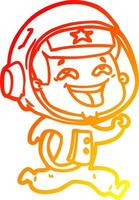 warm gradient line drawing cartoon laughing astronaut vector