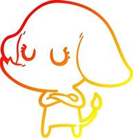 warm gradient line drawing cute cartoon elephant vector