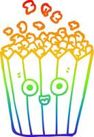 rainbow gradient line drawing cartoon popcorn vector