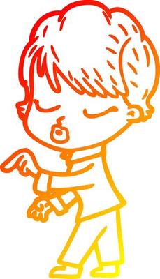 warm gradient line drawing cartoon woman with eyes shut
