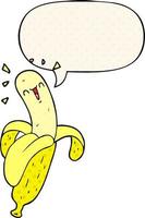 cartoon banana and speech bubble in comic book style vector