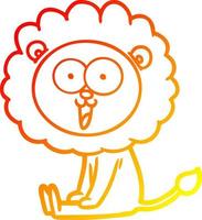 warm gradient line drawing happy cartoon lion vector