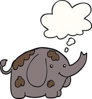 cartoon elephant and thought bubble vector