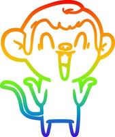 rainbow gradient line drawing cartoon laughing monkey vector