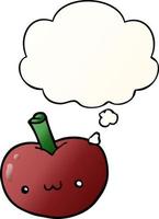 cartoon apple and thought bubble in smooth gradient style vector