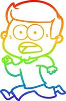 rainbow gradient line drawing cartoon shocked man vector