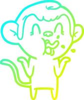 cold gradient line drawing crazy cartoon monkey vector