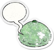 cartoon squash and speech bubble distressed sticker vector