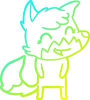 cold gradient line drawing happy cartoon fox vector