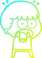 cold gradient line drawing cartoon shocked man vector