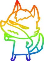 rainbow gradient line drawing cartoon annoyed wolf vector