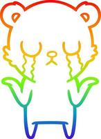 rainbow gradient line drawing crying cartoon bear vector
