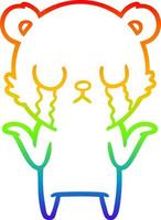 rainbow gradient line drawing crying cartoon bear vector