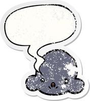 cartoon cloud and speech bubble distressed sticker vector