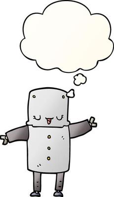 cartoon robot and thought bubble in smooth gradient style