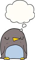 cartoon penguin and thought bubble vector