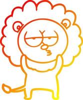 warm gradient line drawing cartoon bored lion vector