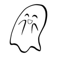 Vector illustration of Halloween Little Ghost cartoon line on white background.