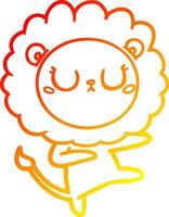 warm gradient line drawing cartoon lion dancing vector